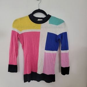 Kate Spade Colorful Sweater Shirt 3/4 Sleeve